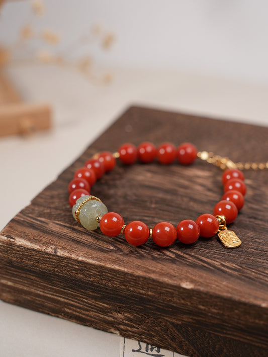 Sheng Ji - Good Luck - South red agate and Nephrite