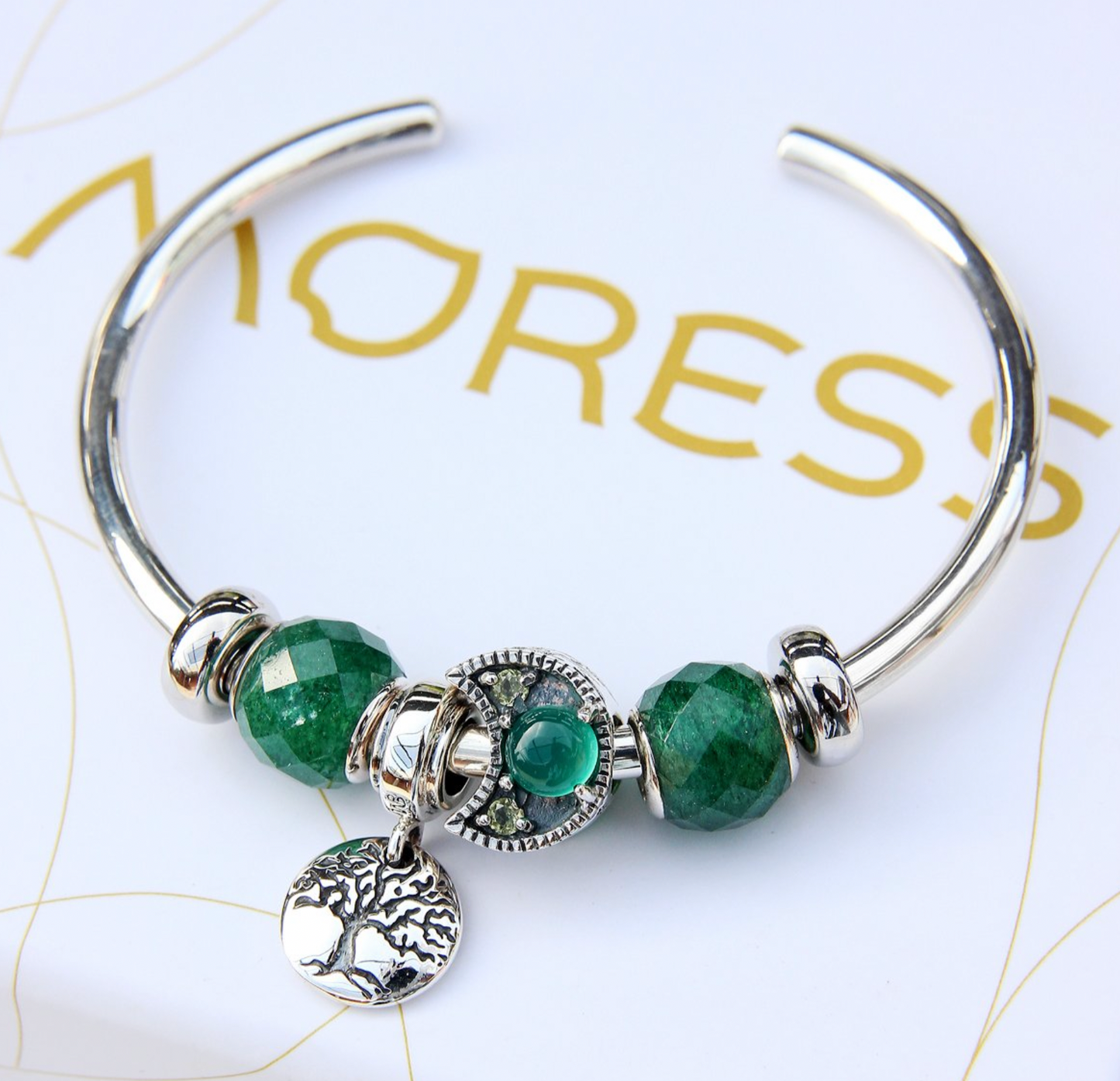 Moress - GREEN AGATE/ PERIDOT MOON BEAD
