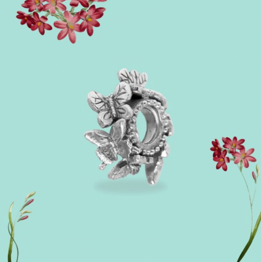 Moress -Butterfly Silver Cap Bead
