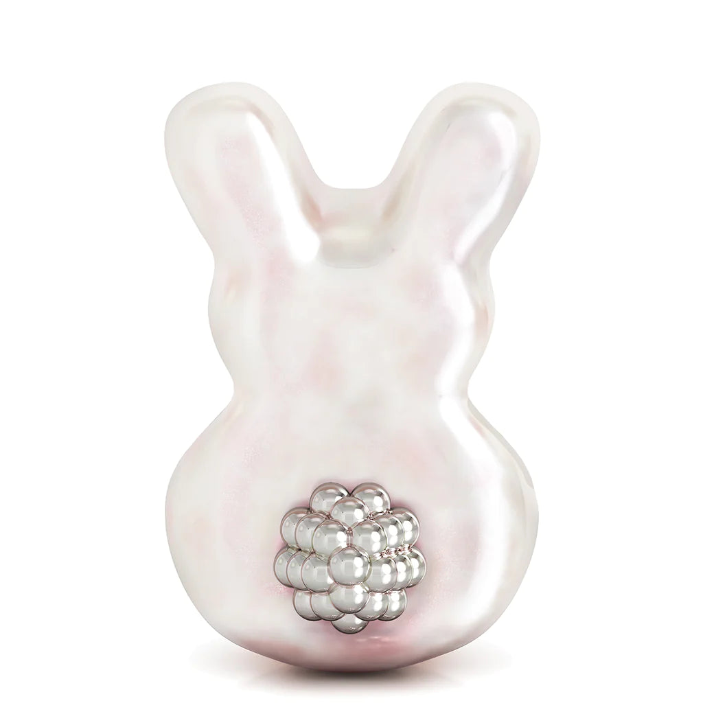 Bella Fascini Bunny Butt Charm - Luxe Color™ Enamel Bead Charm - Marshmallow Cream w Pink Iridescent