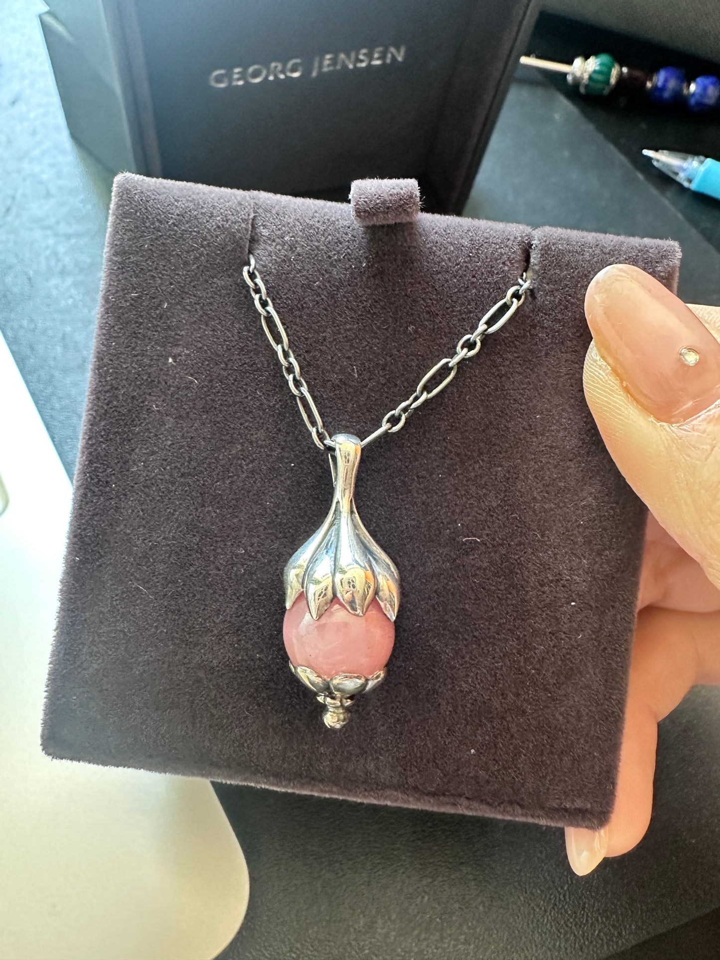 Georg Jensen 1991 Heritage Pendant Silver Guava Quartz LE