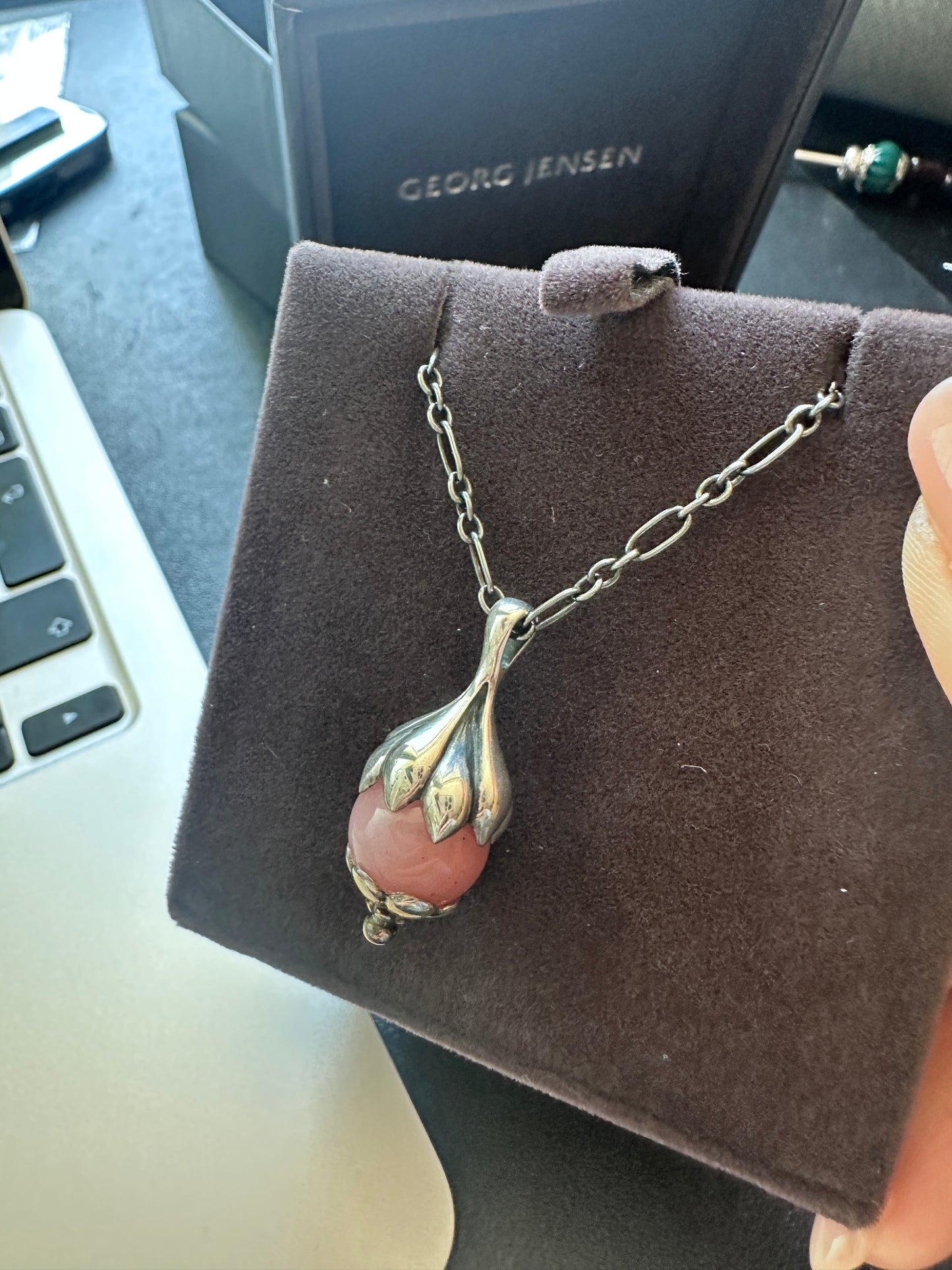 Georg Jensen 1991 Heritage Pendant Silver Guava Quartz LE