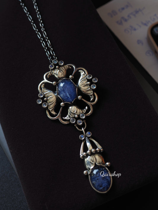 Georg Jensen Brooch Pendant 40 Silver Sodalite Blue Moonstone LE TW