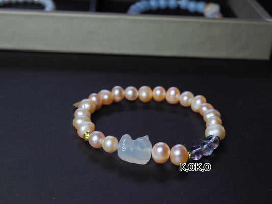 KOKO Lucky Cat Rose Pink Pearl Bracelet