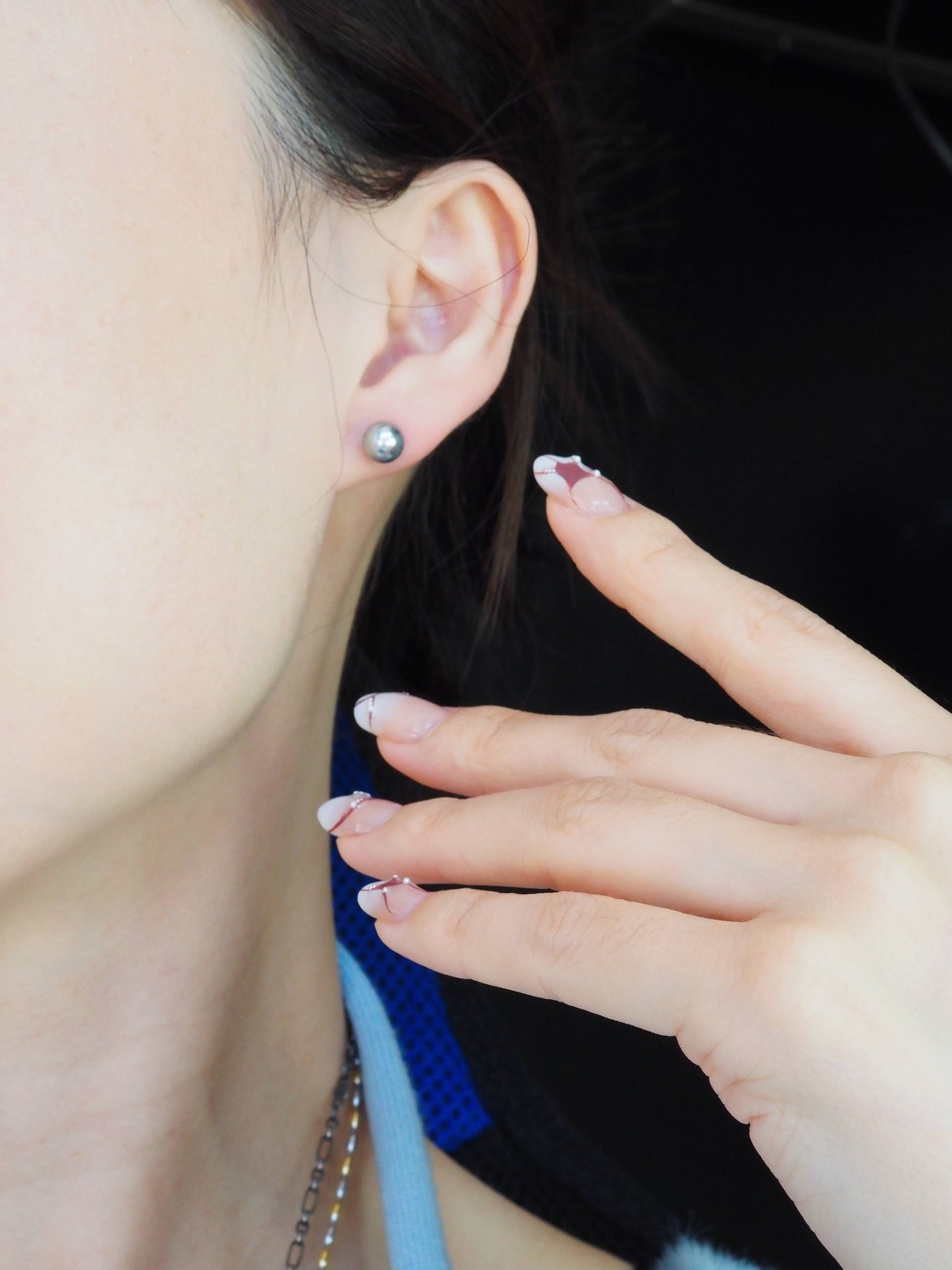 KOKO - Edison‘s Pearl Night Grey earing 4mm