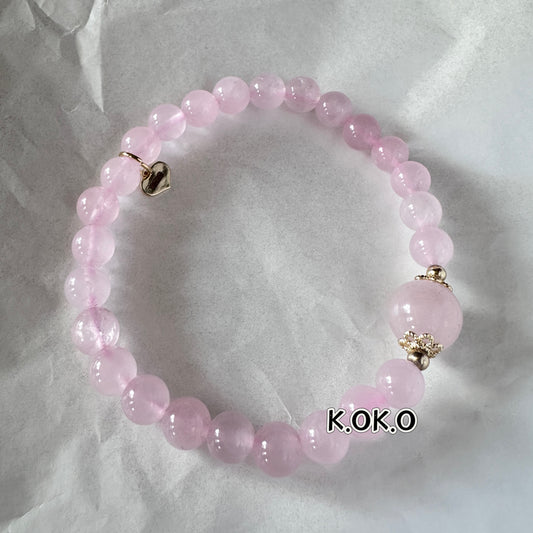 KOKO Natural Madagascar Rose Quartz Bracelet | Healing Love Crystal | Self-Love & Heart Chakra Jewelry Gift