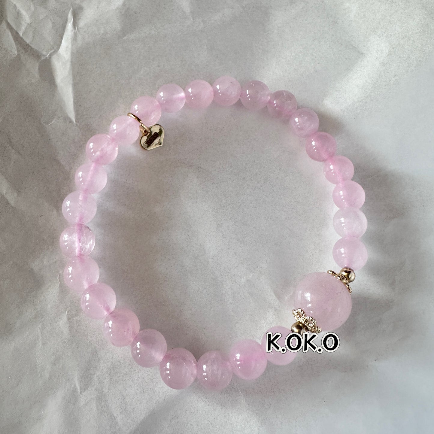 KOKO Natural Madagascar Rose Quartz Bracelet | Healing Love Crystal | Self-Love & Heart Chakra Jewelry Gift
