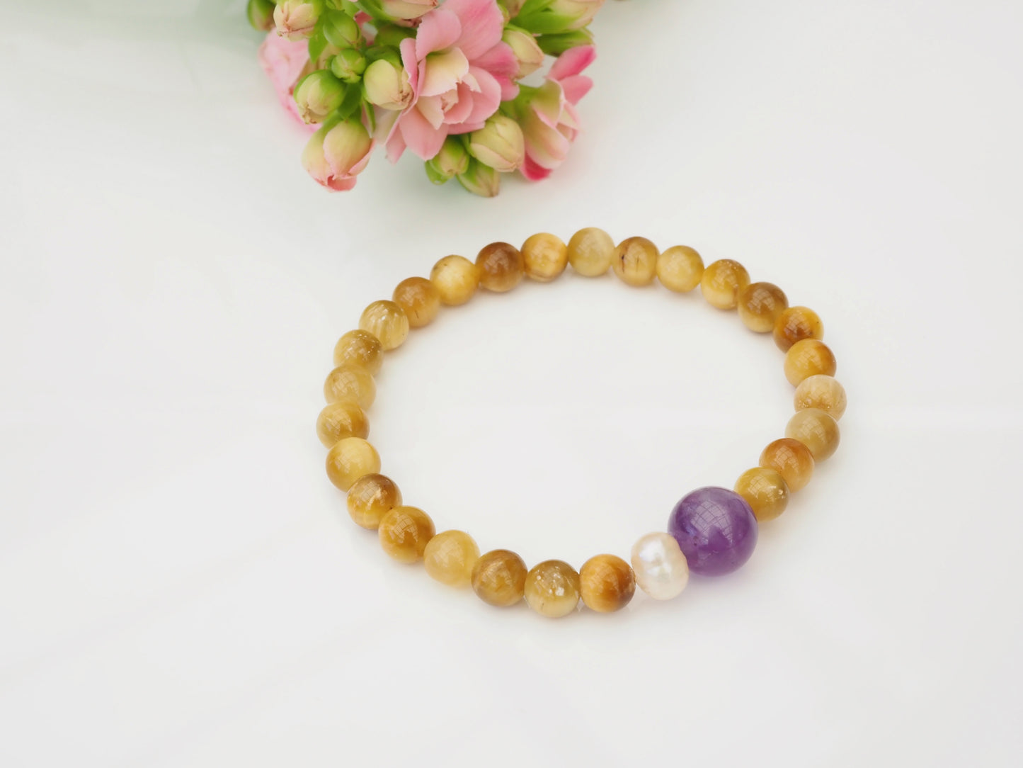 KOKO - Golden Tiger Eye & Amethyst Harmony Bracelet – Natural Elegance for Everyday Wear | €35