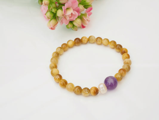 KOKO - Golden Tiger Eye & Amethyst Harmony Bracelet – Natural Elegance for Everyday Wear | €35