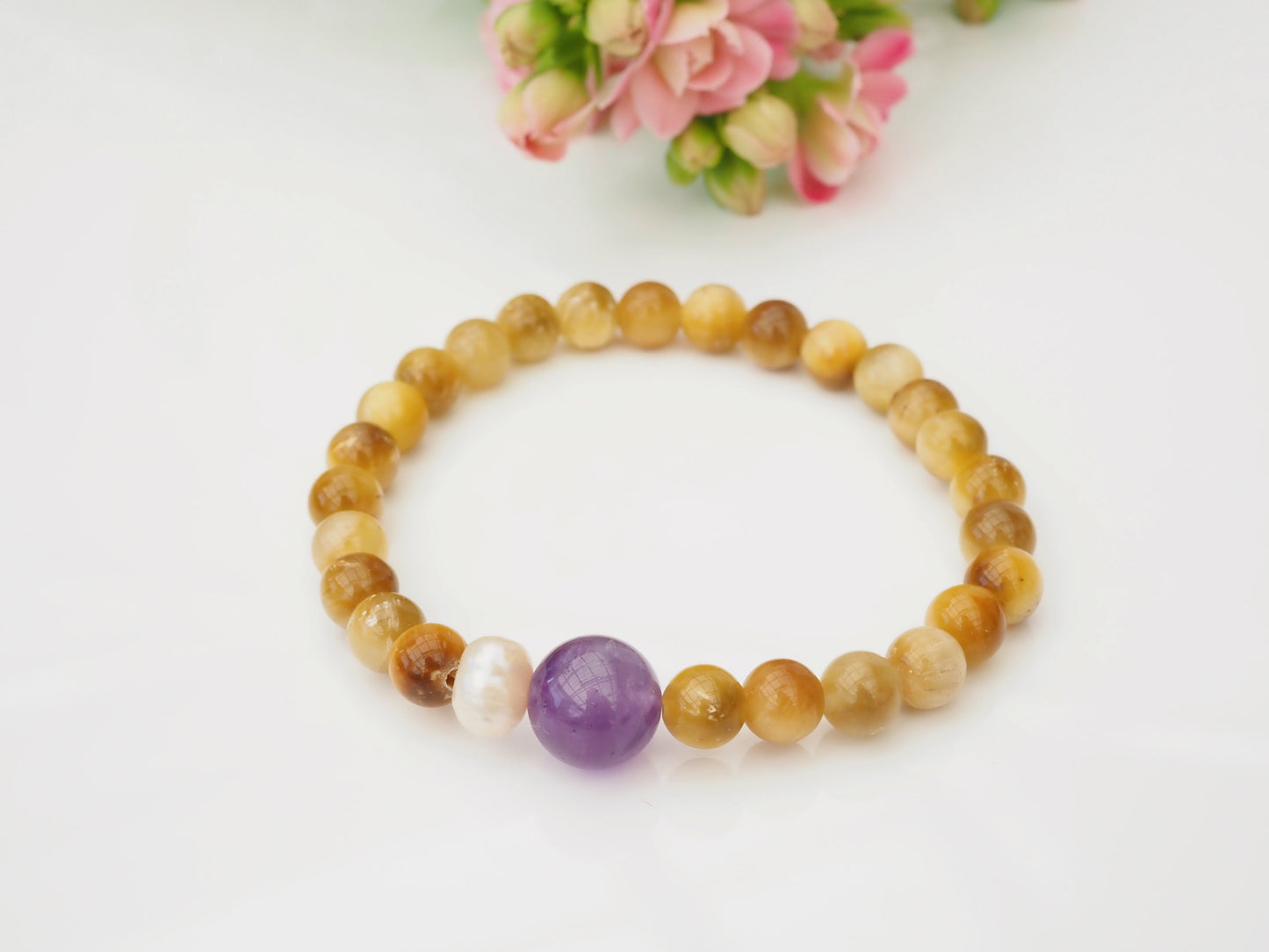 KOKO - Golden Tiger Eye & Amethyst Harmony Bracelet – Natural Elegance for Everyday Wear | €35