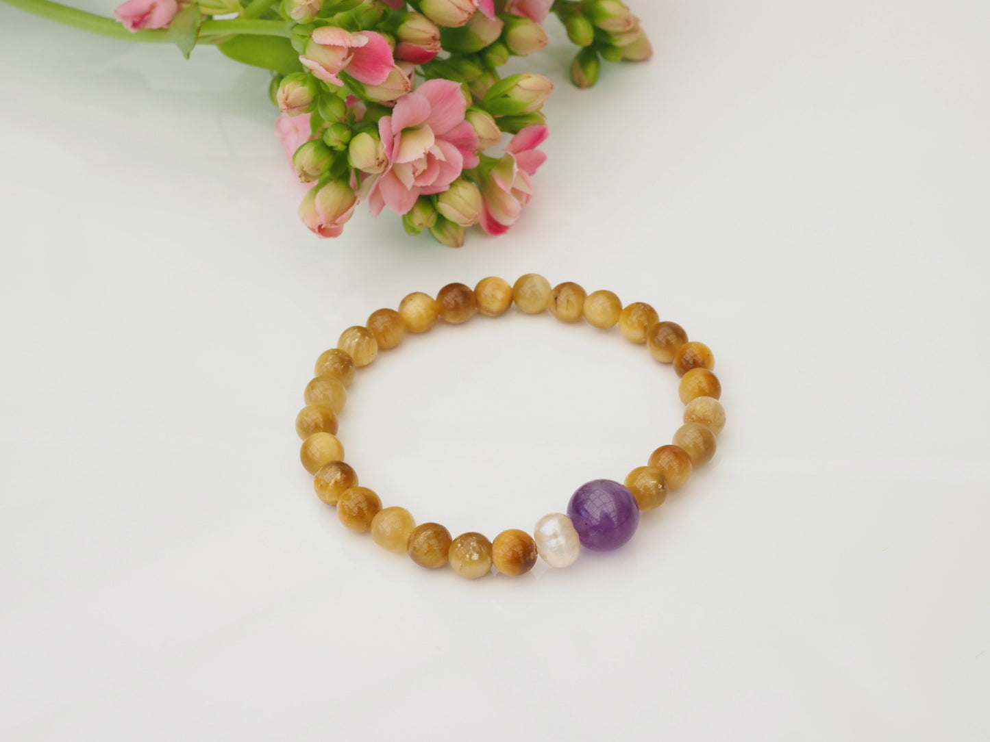 KOKO - Golden Tiger Eye & Amethyst Harmony Bracelet – Natural Elegance for Everyday Wear | €35