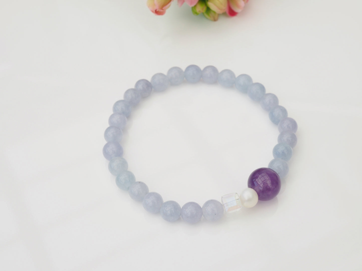 KOKO - Tranquil Soul Bracelet β Aquamarine, Amethyst & Pearl | Danish Design β¬35 β High-Quality Gemstones, Healing Intentions