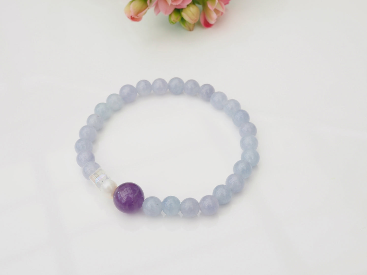 KOKO - Tranquil Soul Bracelet β Aquamarine, Amethyst & Pearl | Danish Design β¬35 β High-Quality Gemstones, Healing Intentions