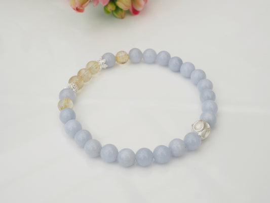 KOKO -  Tranquil Blue Harmony – Aquamarine & Rutilated Quartz Bracelet