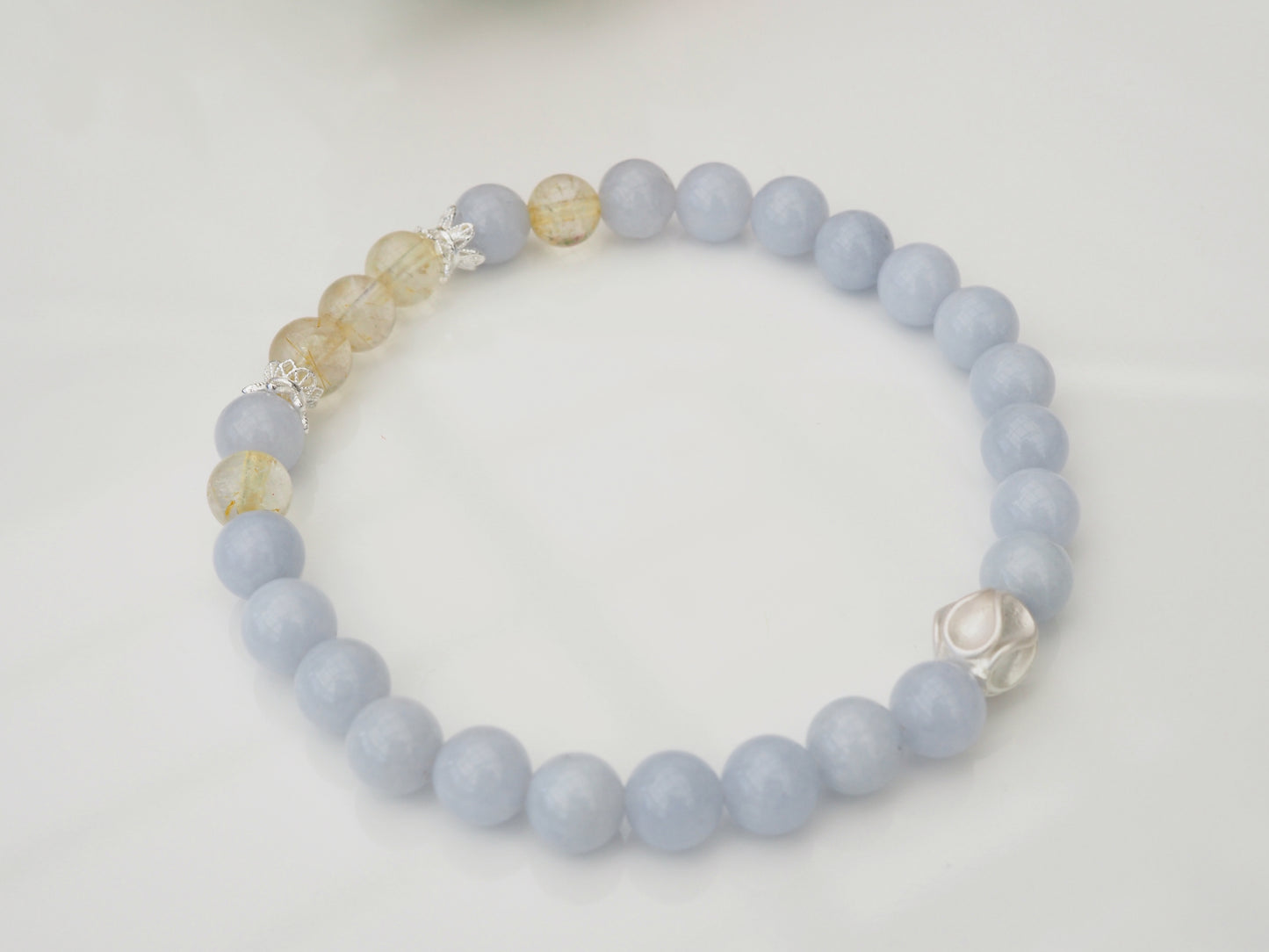 KOKO - Tranquil Blue Harmony – Aquamarine & Rutilated Quartz Bracelet