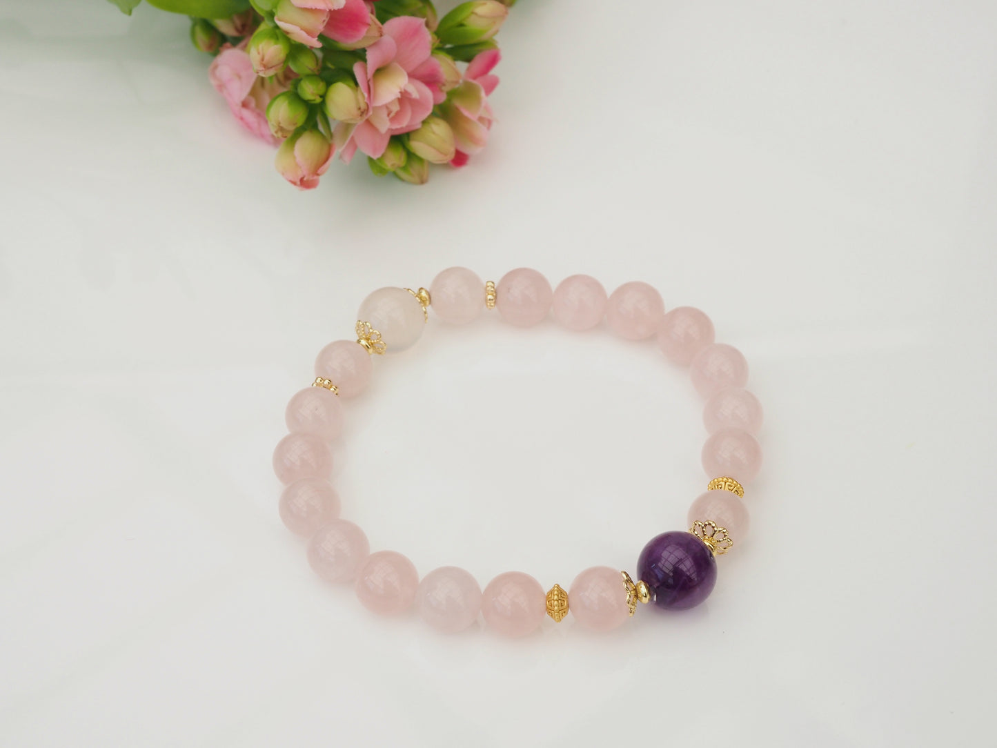 KOKO - Self-Love in Bloom – Rose Quartz & Amethyst Bracelet