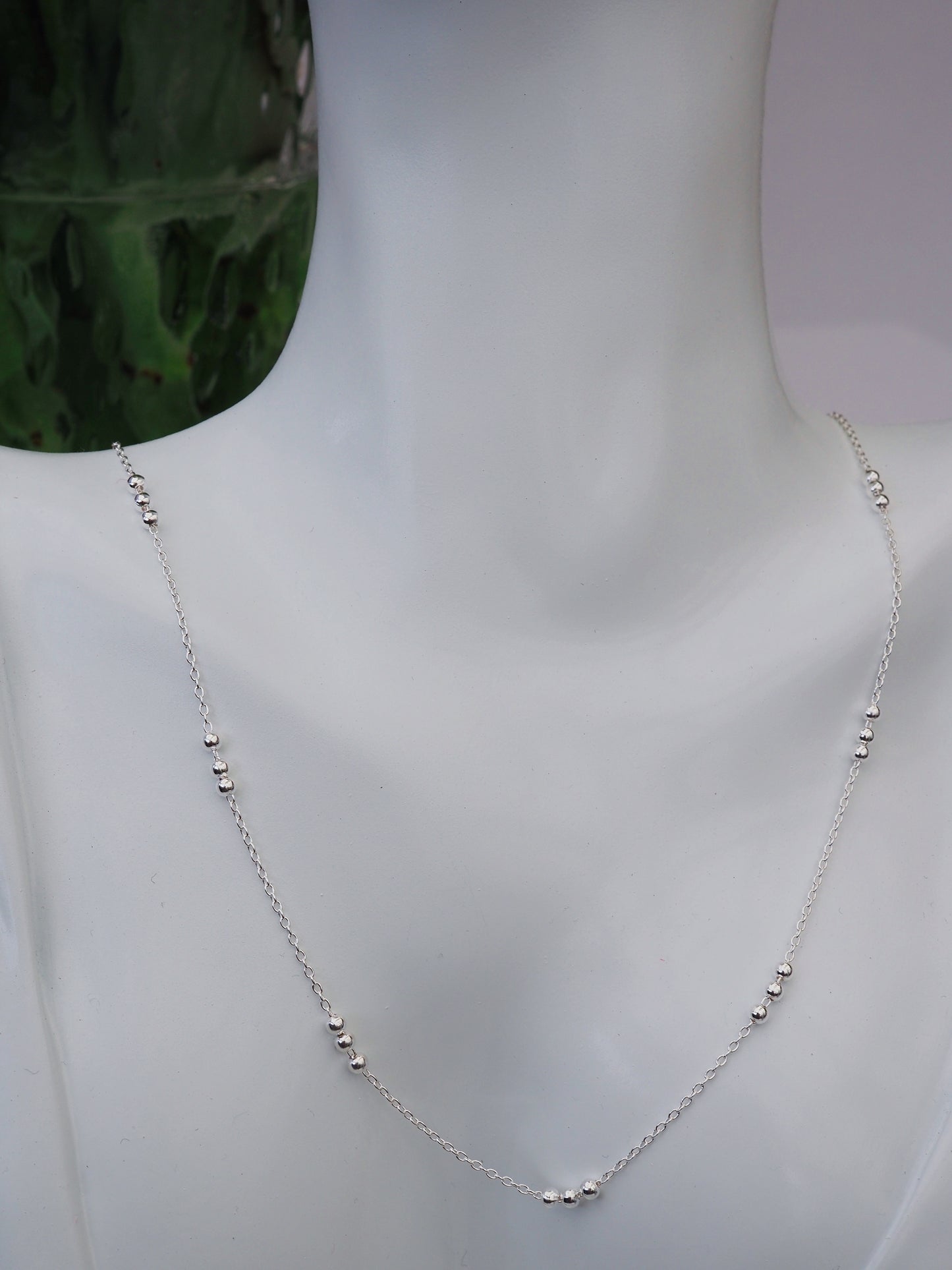 KOKO - Minimalist Sterling Silver Beaded Necklace | 925 Silver | 40+5cm Adjustable Length