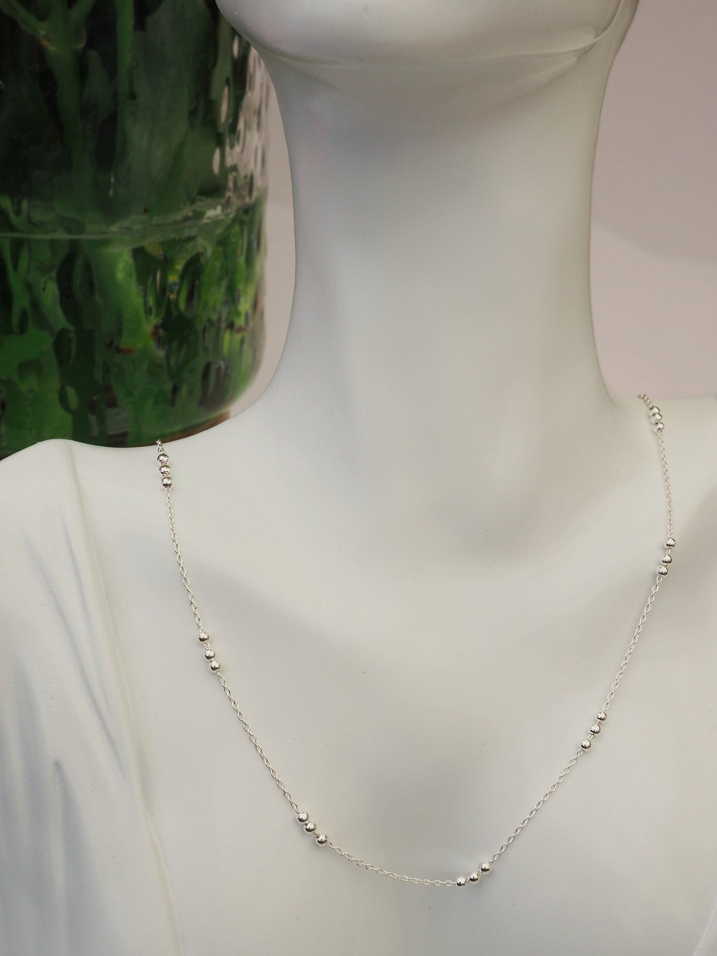 KOKO - Minimalist Sterling Silver Beaded Necklace | 925 Silver | 40+5cm Adjustable Length