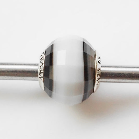 PRAAN Black & White Striped Agate Charm