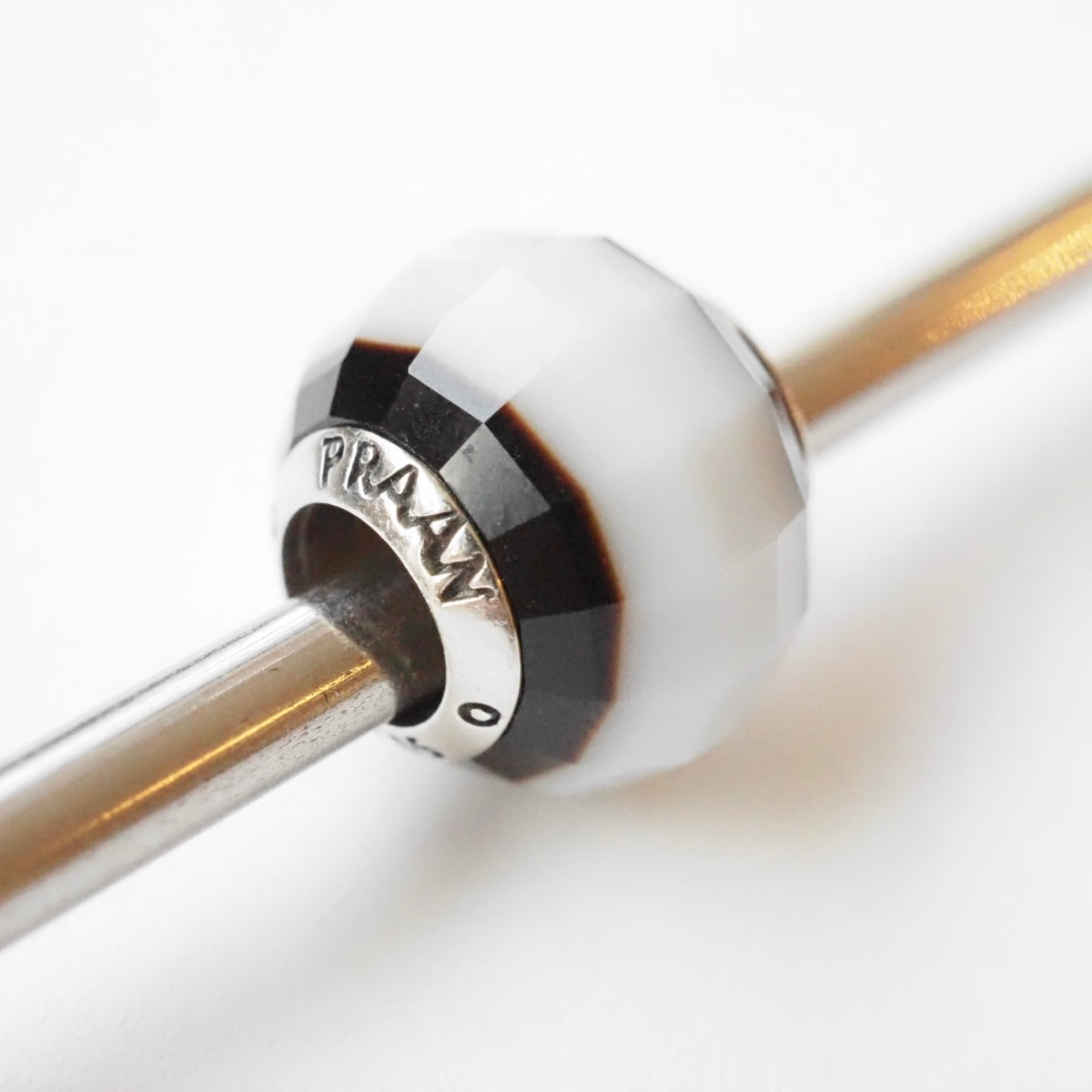 PRAAN Black & White Striped Agate Charm