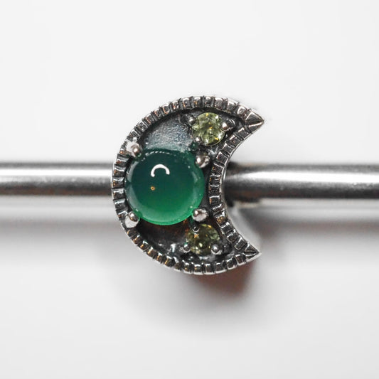 Moress - GREEN AGATE/ PERIDOT MOON BEAD