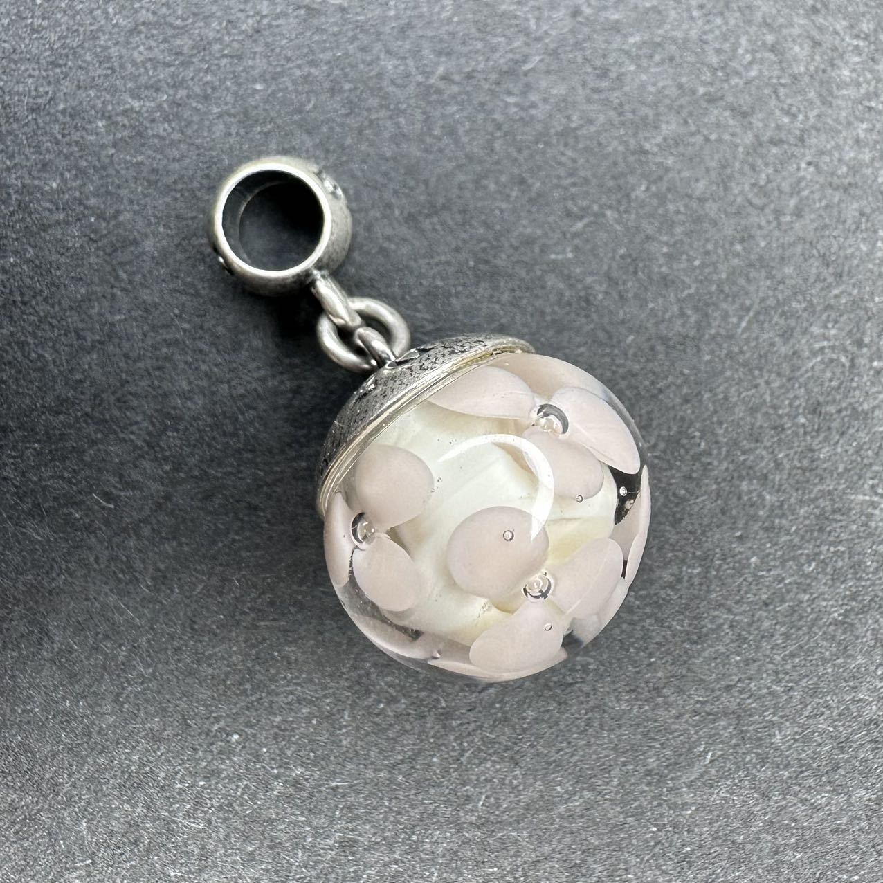 Truebeadz Milky cherry flower dangle