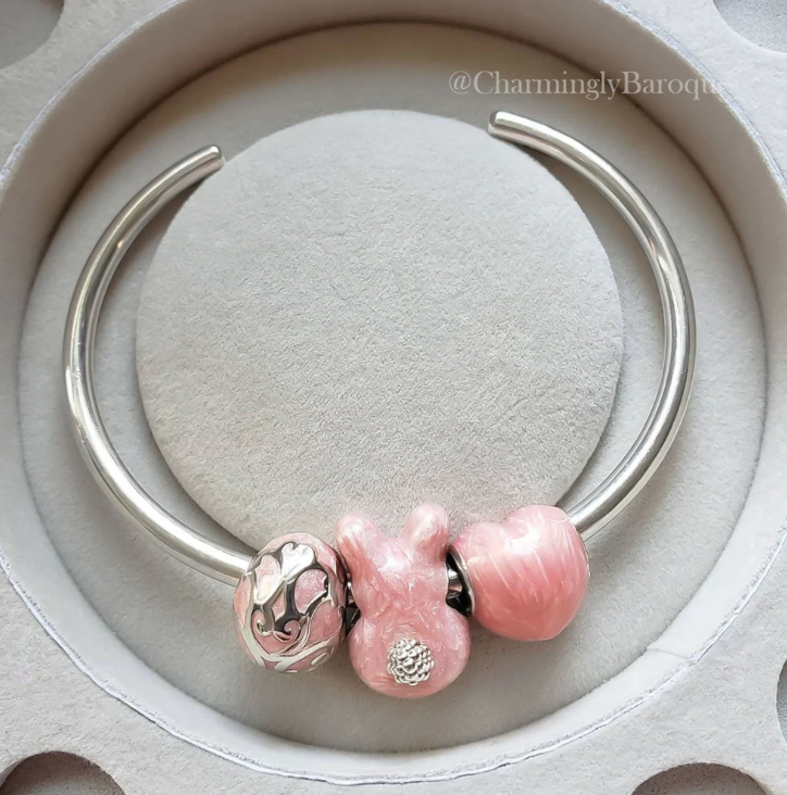 Bella Fascini Bunny Butt Charm - Luxe Color™ Enamel Bead Charm - Pink