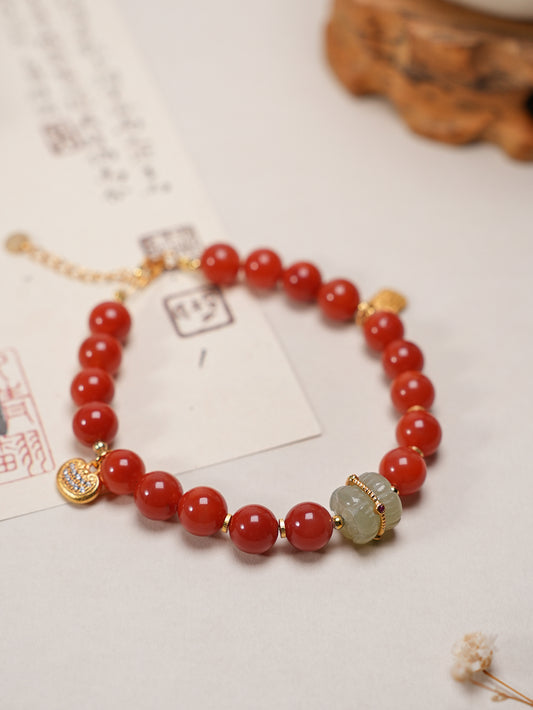 Sheng Ji - Good Luck - South red agate and Nephrite