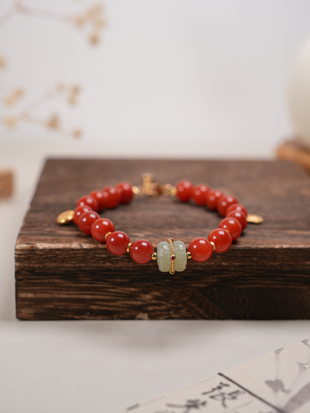 Sheng Ji - Good Luck - South red agate and Nephrite