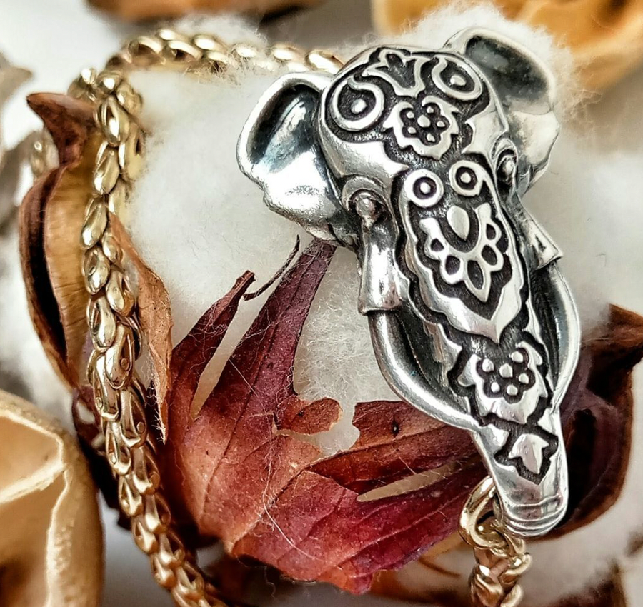 Silver lock "Indian Elephant" for a bracelets and necklaces