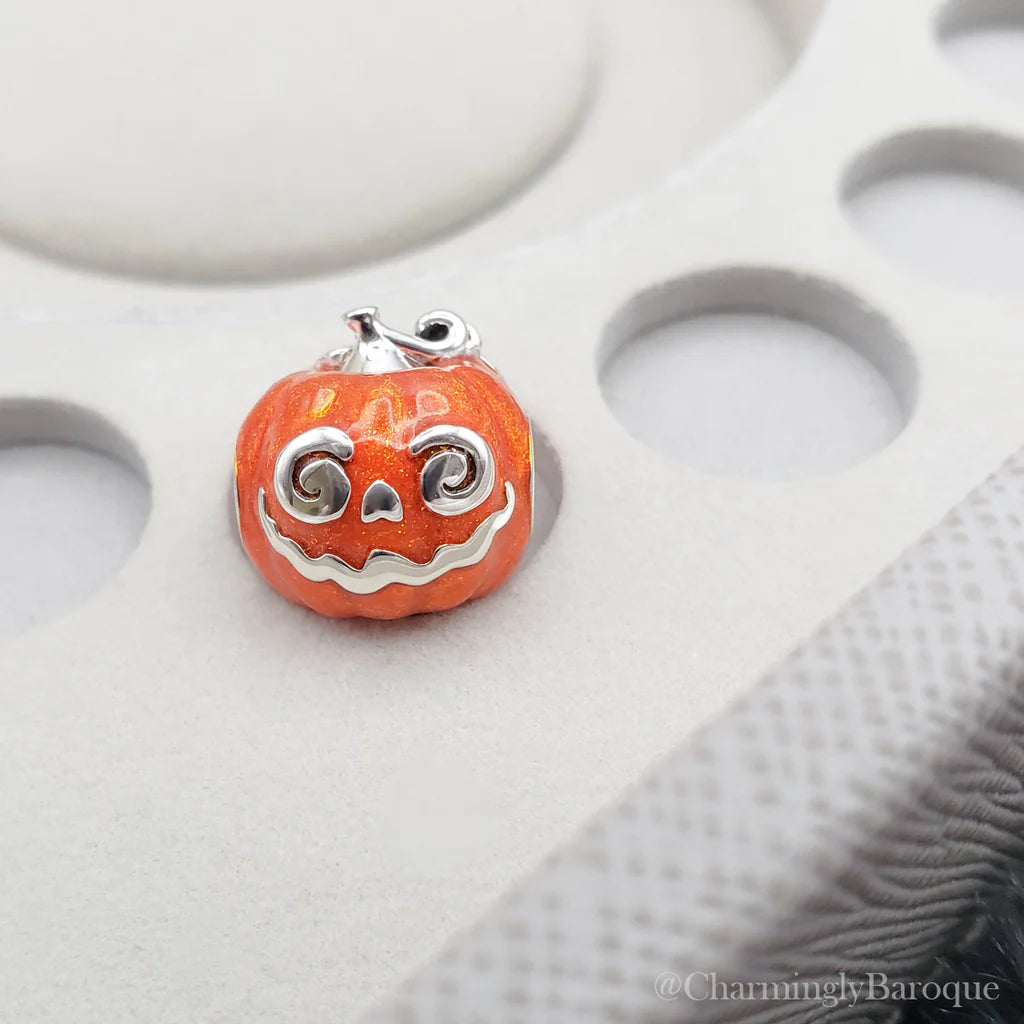 Bella FasciniNEW Halloween Pumpkin Sister "Jill" Luxe Color™ Enamel Bead Charm - Creamy Orange Pearlescent