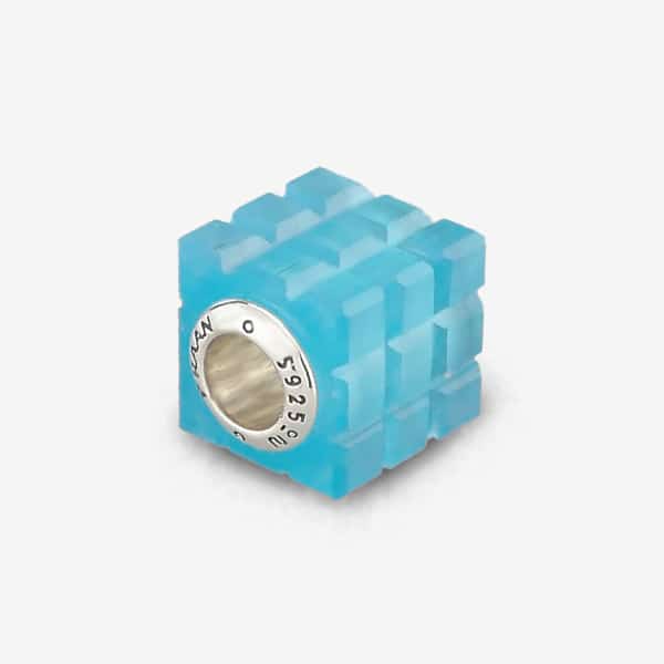 PRAAN Bluebird Cats Eye Glass Rubix Cube Charm