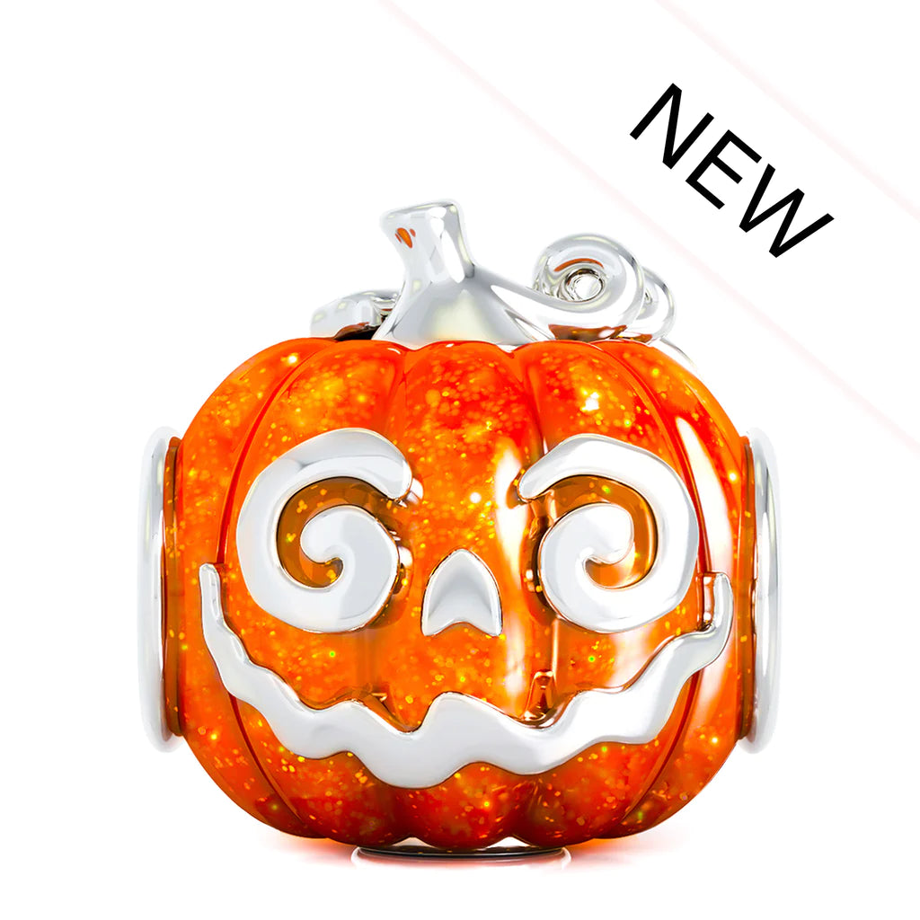 Bella FasciniNEW Halloween Pumpkin Sister "Jill" Luxe Color™ Enamel Bead Charm - Creamy Orange Pearlescent