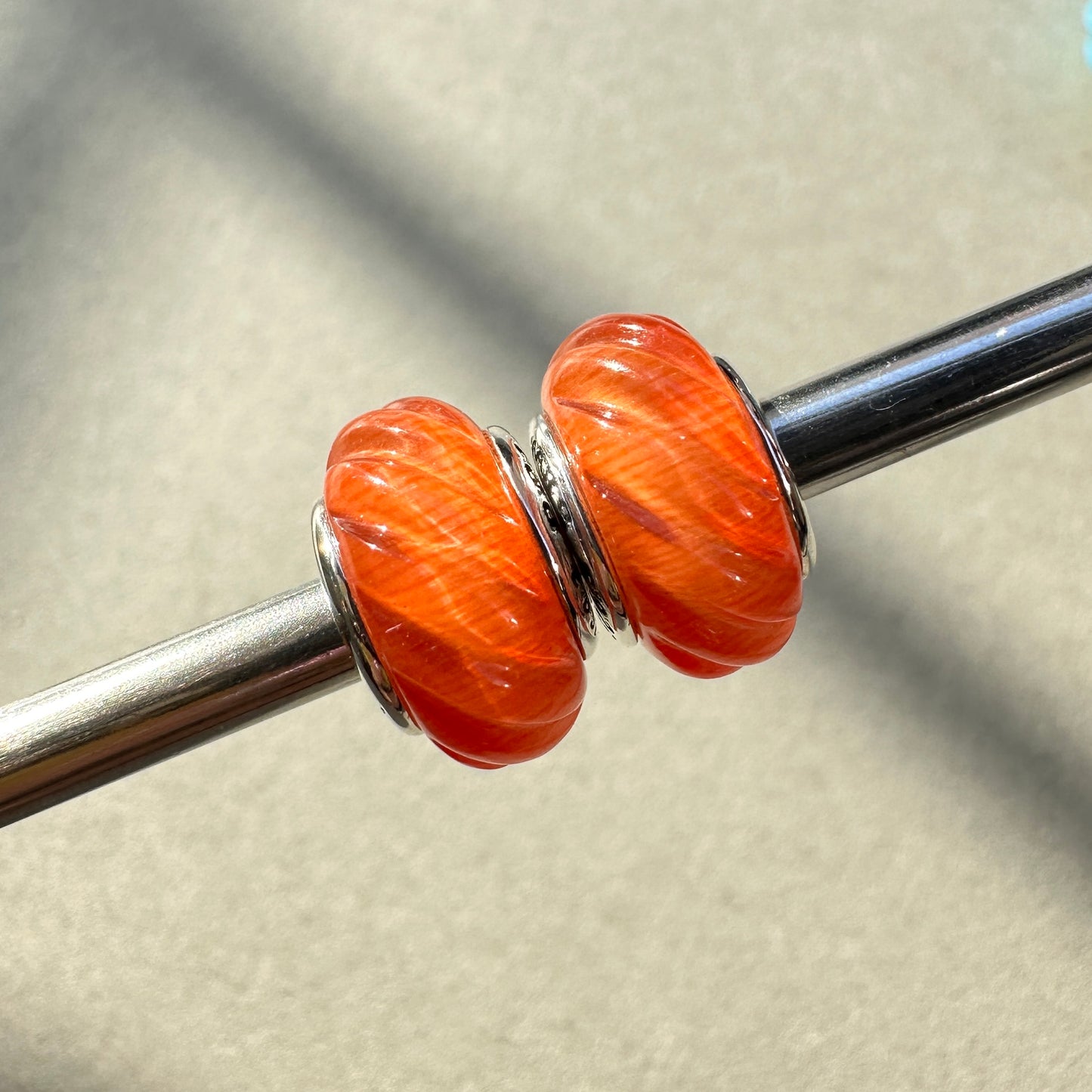 PRAAN Sun Orange Cat Eye Twisted Rope Stopper Charms