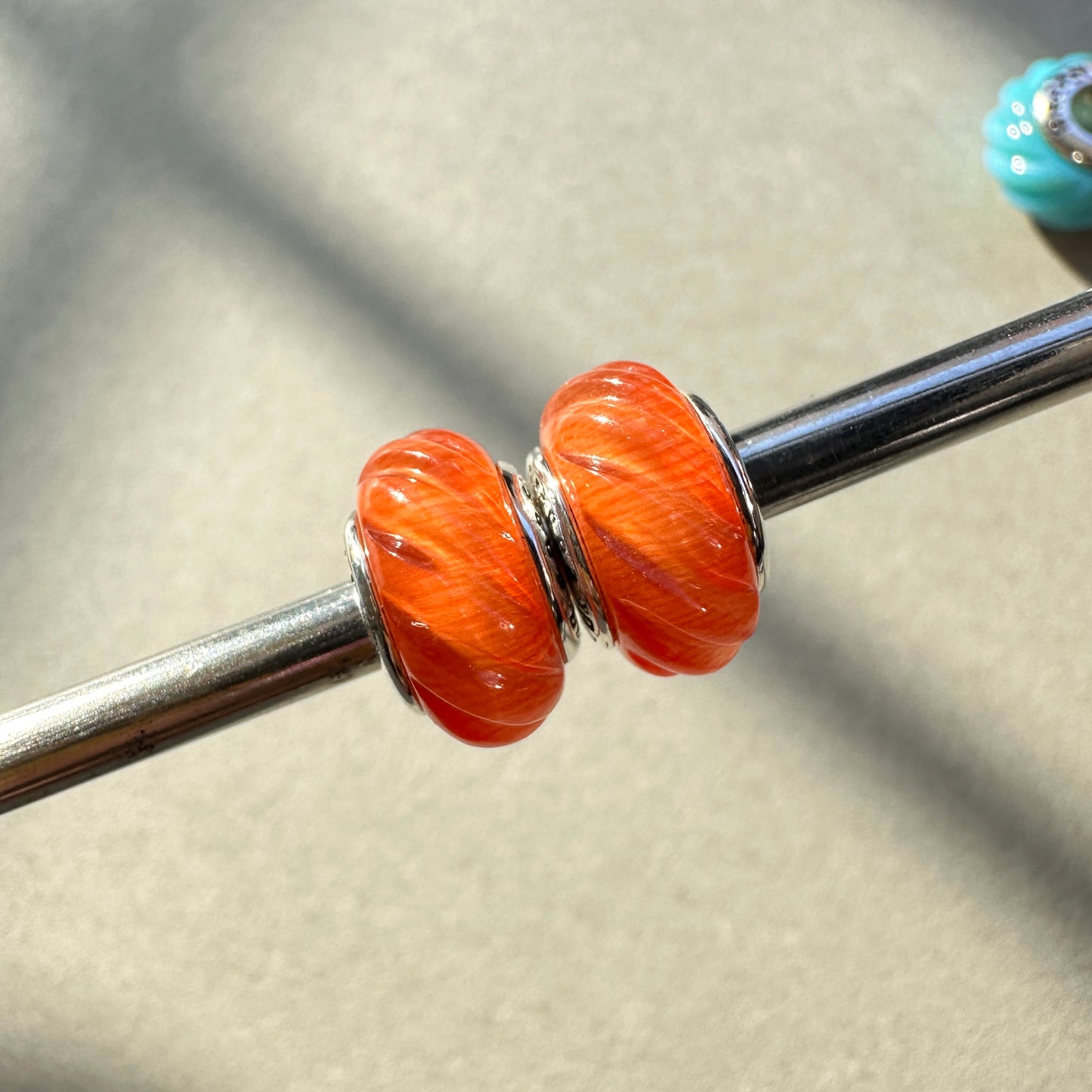PRAAN Sun Orange Cat Eye Twisted Rope Stopper Charms