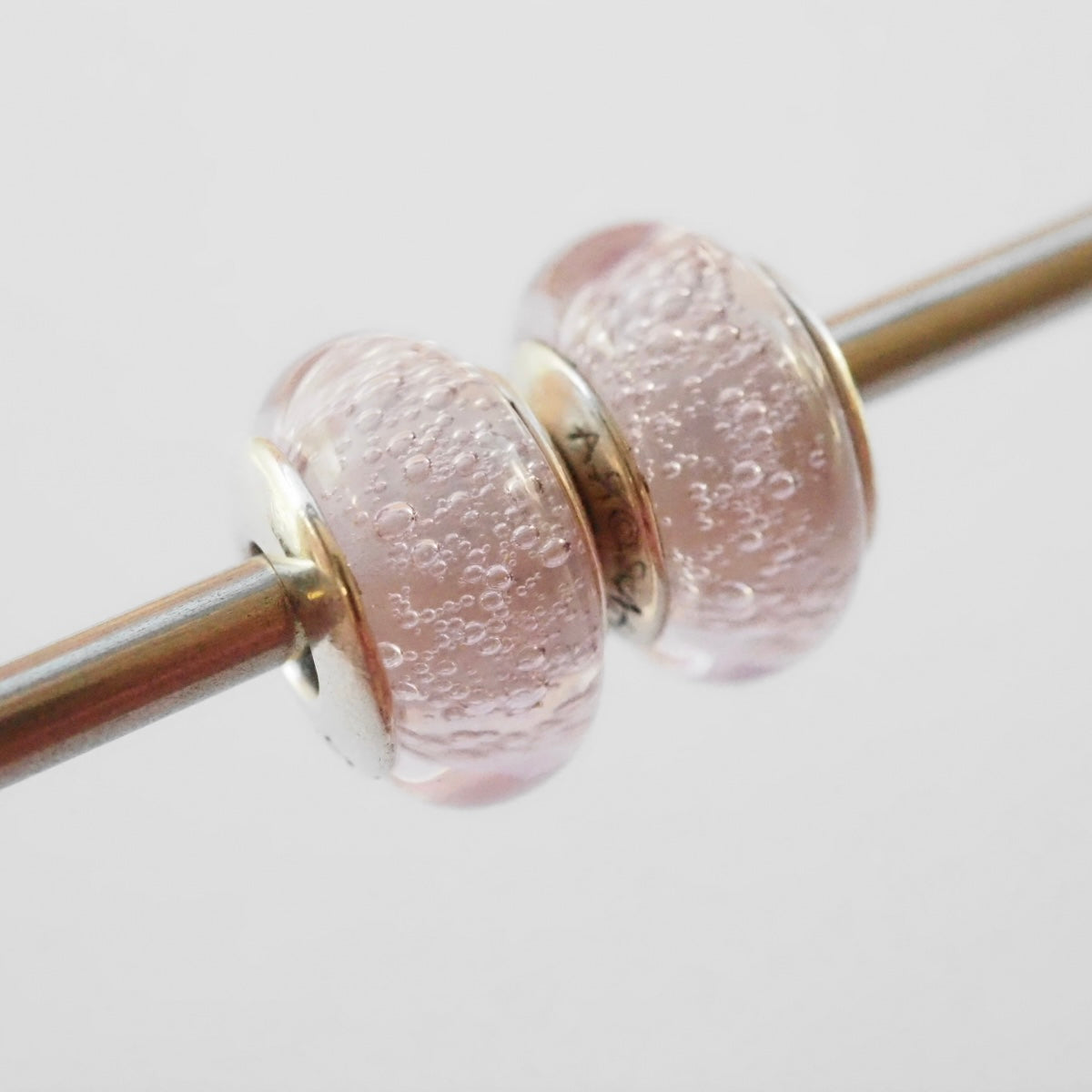 Aurora Pink Rose Droplets Murano Glass Bead