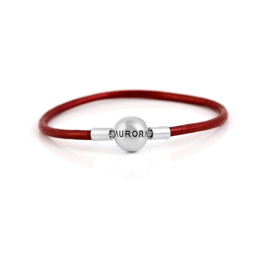 Aurora Single Red Leather Bracelet 17cm