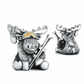 Bella Fascini Winter Ski Moose Bead Charm w Solid 18K Gold Goggle Lens