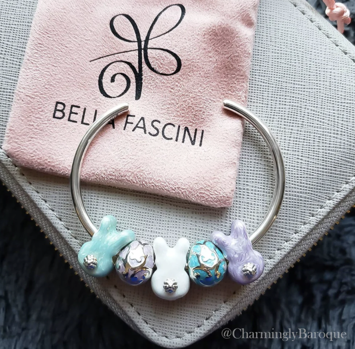 Bella Fascini Bunny Butt Charm - Luxe Color™ Enamel Bead Charm - White