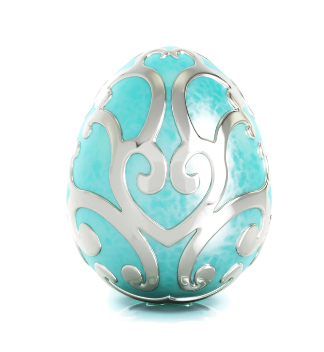 Bella Fascini Easter Egg Filigree Luxe Color™ Enamel Bead Charm - Aqua