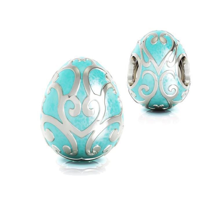 Bella Fascini Easter Egg Filigree Luxe Color™ Enamel Bead Charm - Aqua